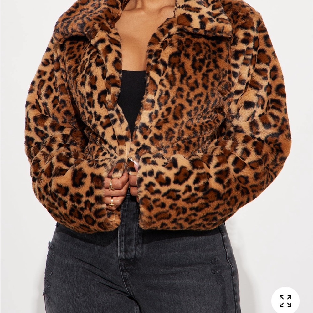 Fashion Nova Brown Leopard Teddy Jacket